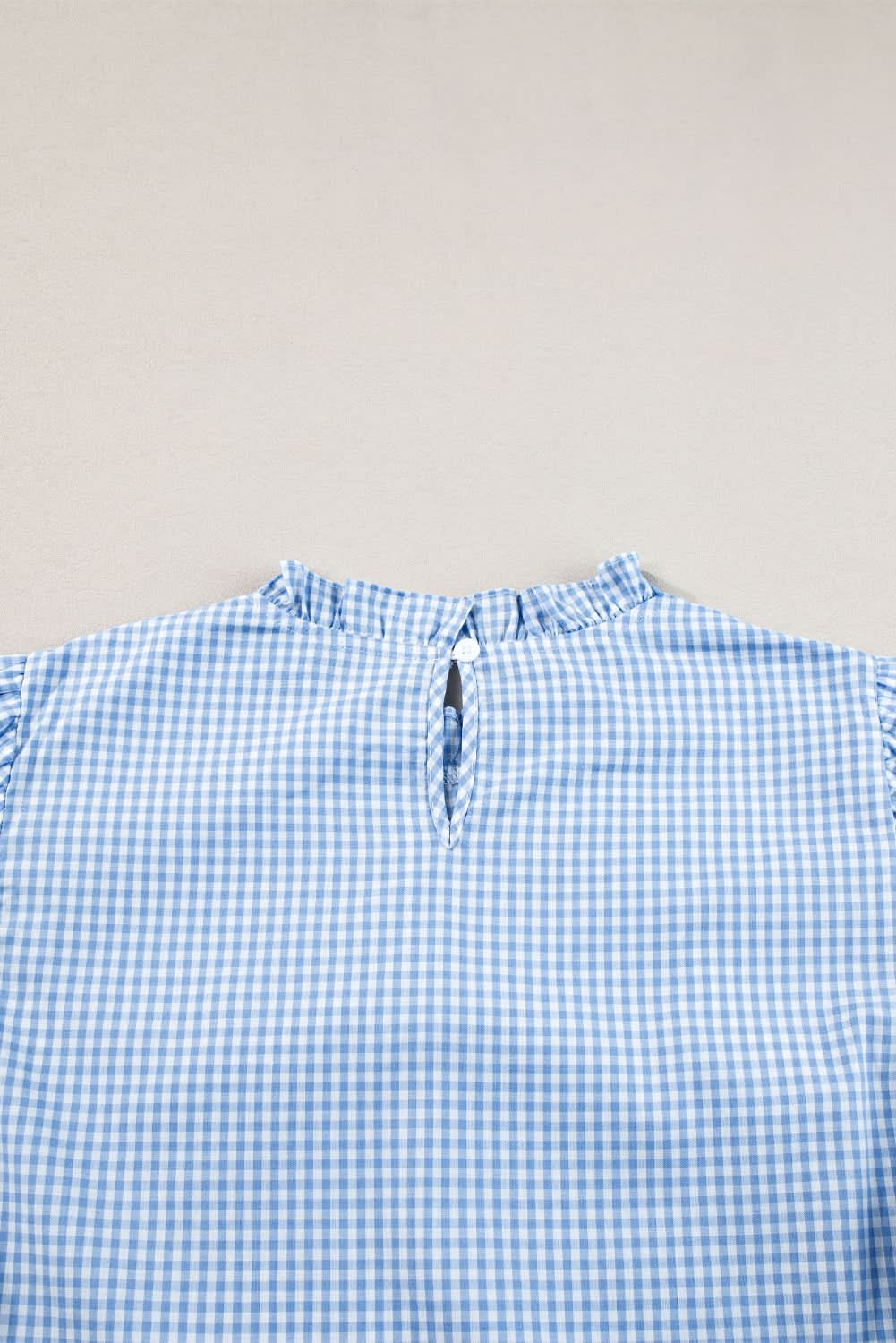 Light blue floral blouse with puff sleeves - Love Salve 