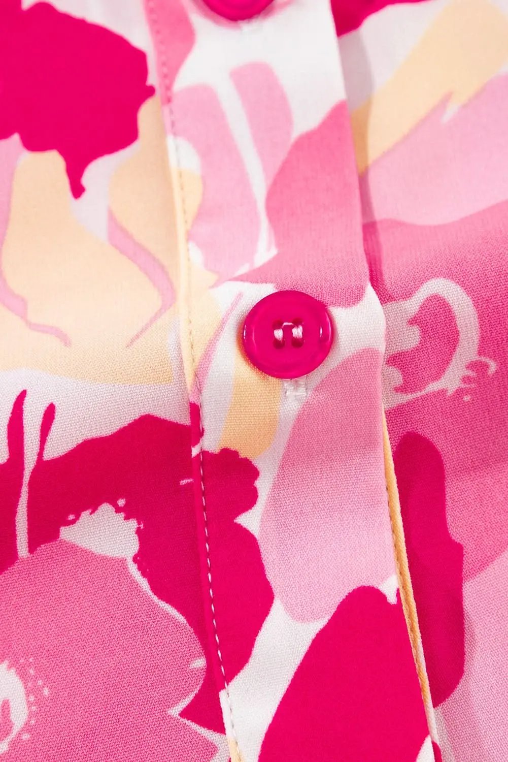 Chic pink floral puff sleeve shirt - Love Salve 