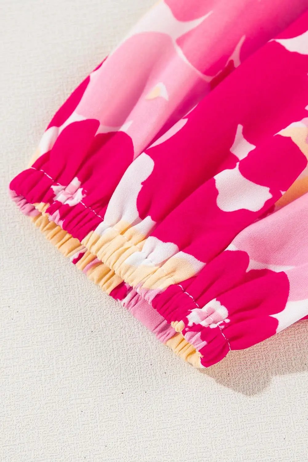 Chic pink floral puff sleeve shirt - Love Salve 