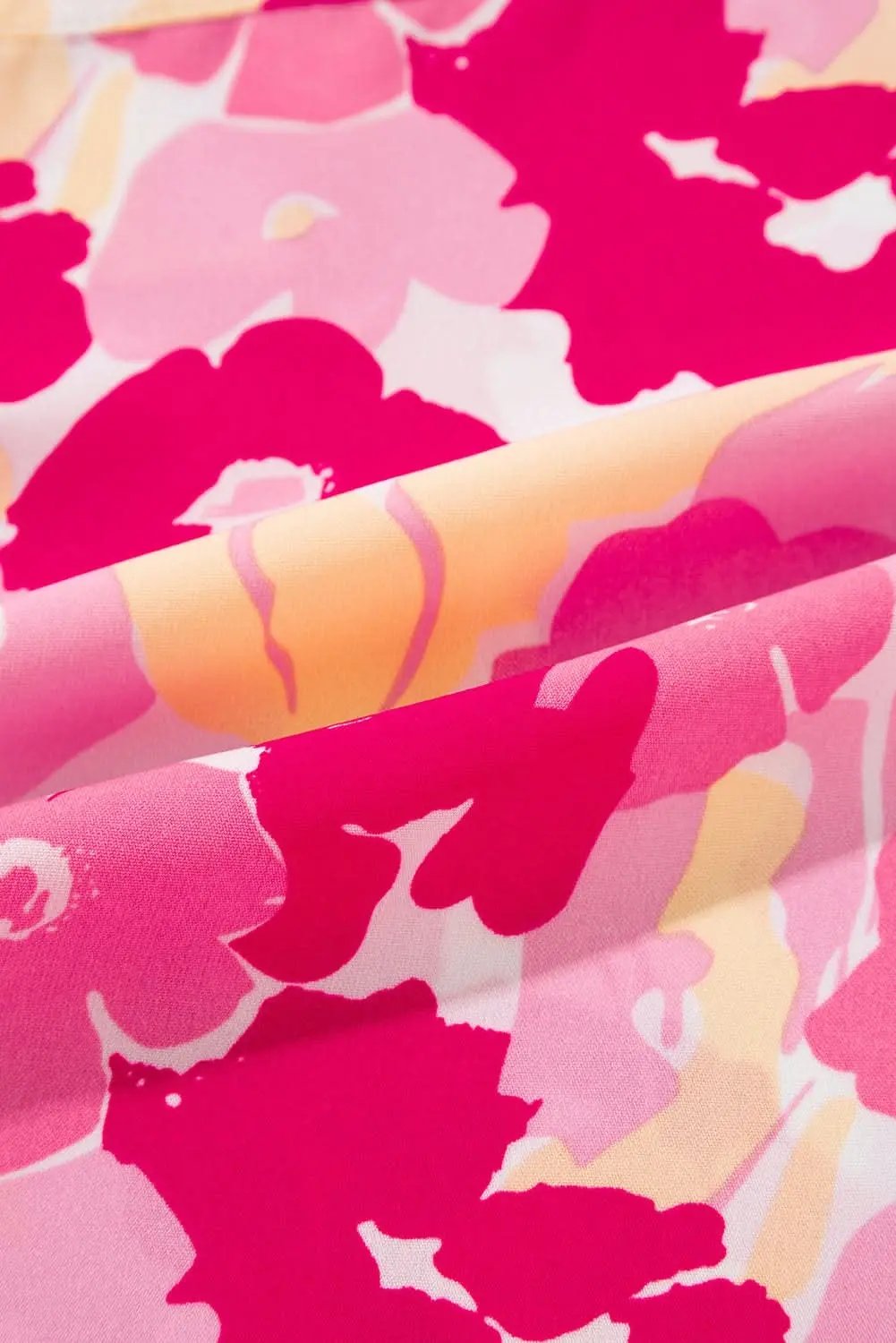 Chic pink floral puff sleeve shirt - Love Salve 