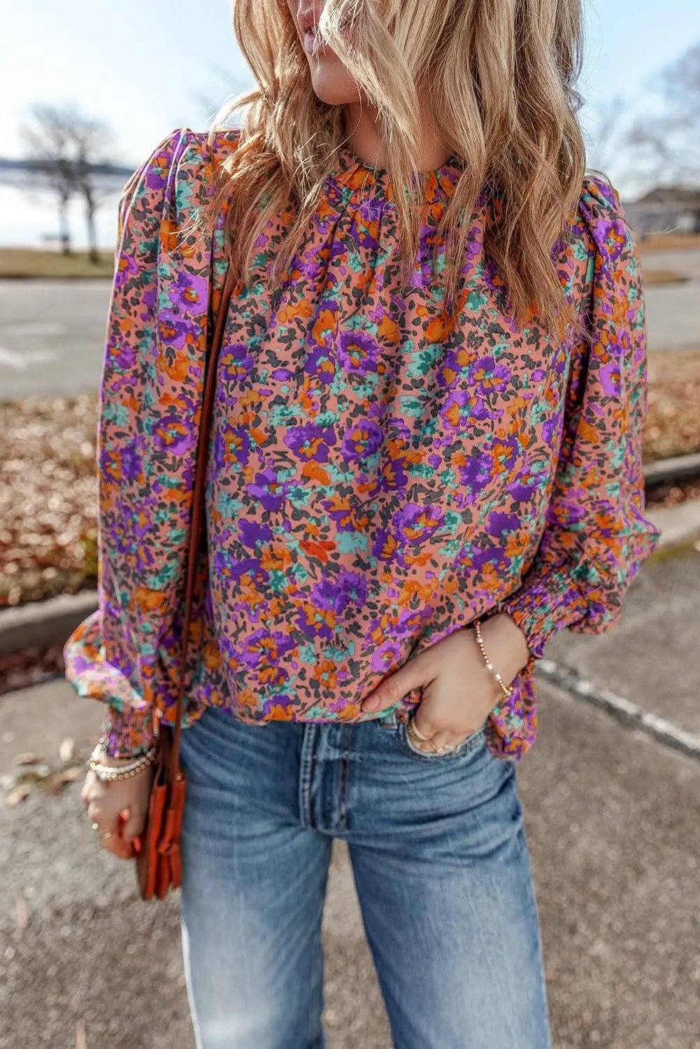 Charming purple floral blouse - Love Salve 