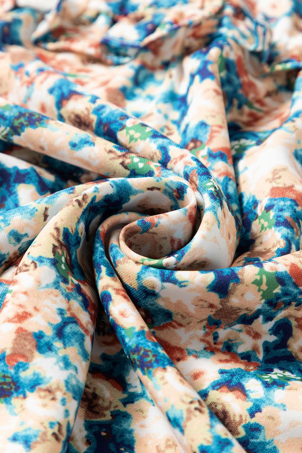 Floral mock neck blouse - sky blue - Love Salve 
