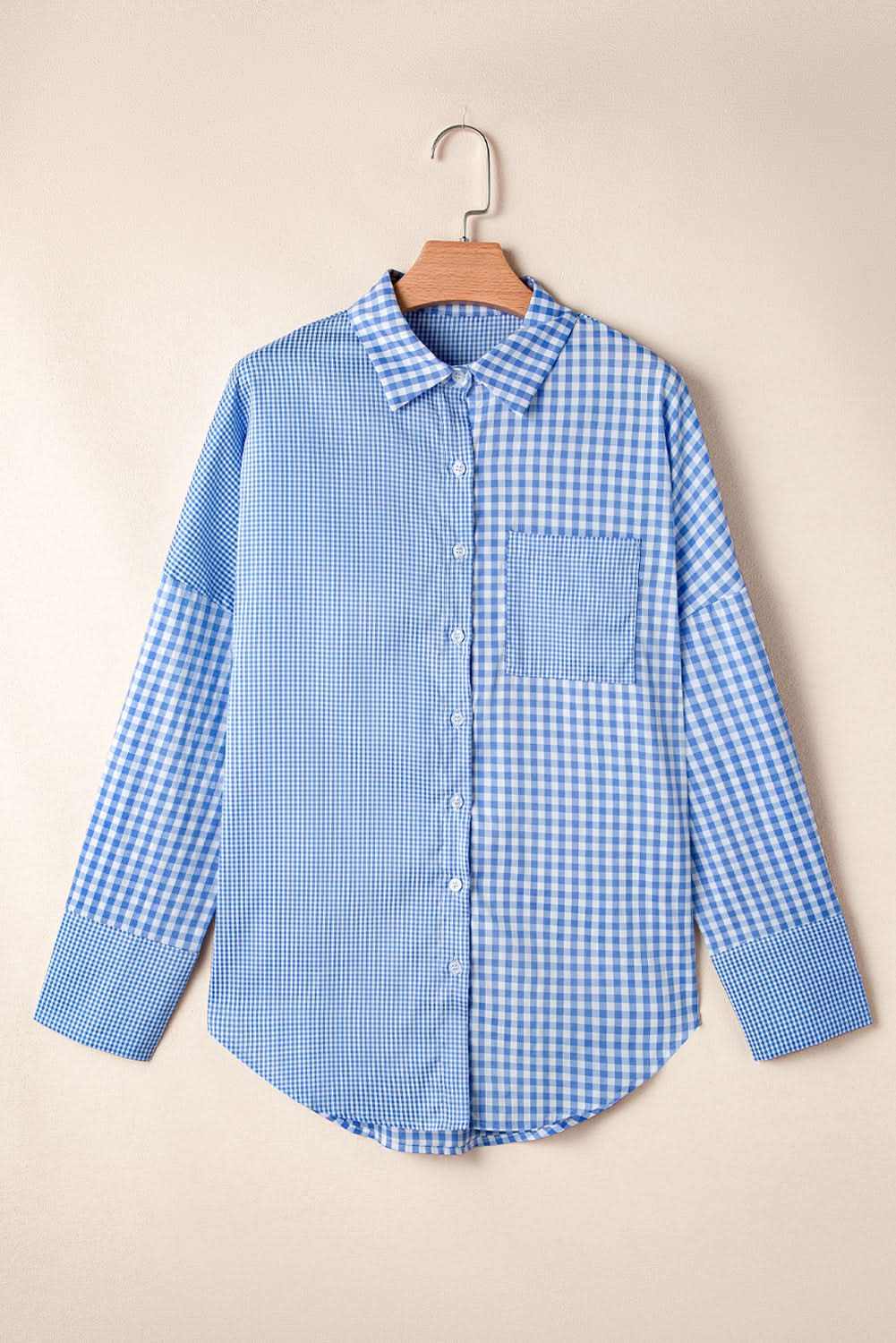 Sky blue plaid button-up shirt - Love Salve 