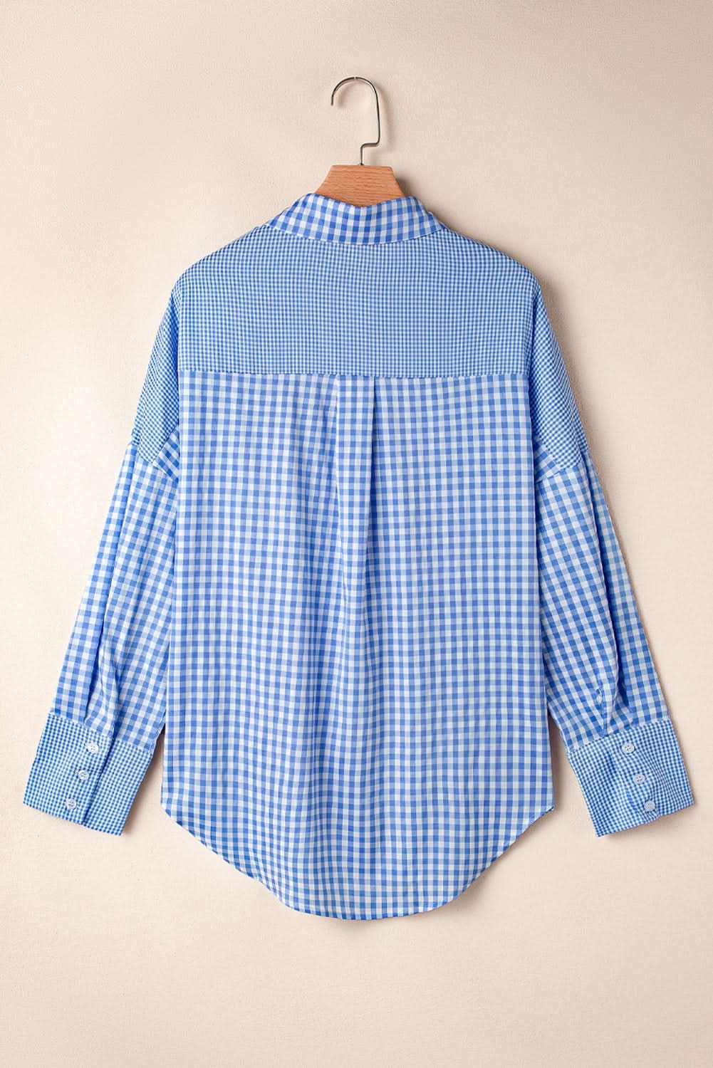 Sky blue plaid button-up shirt - Love Salve 