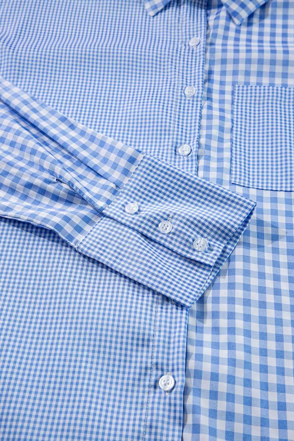 Sky blue plaid button-up shirt - Love Salve 