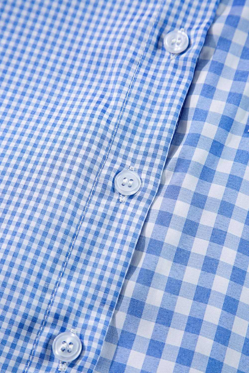 Sky blue plaid button-up shirt - Love Salve 