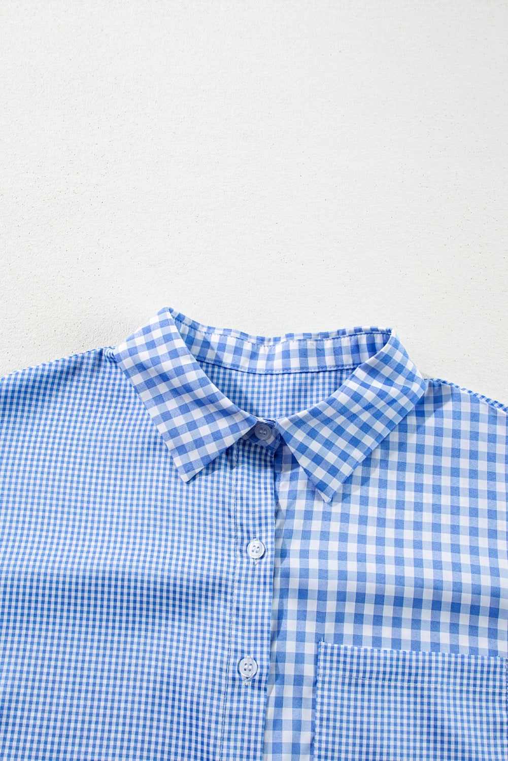 Sky blue plaid button-up shirt - Love Salve 