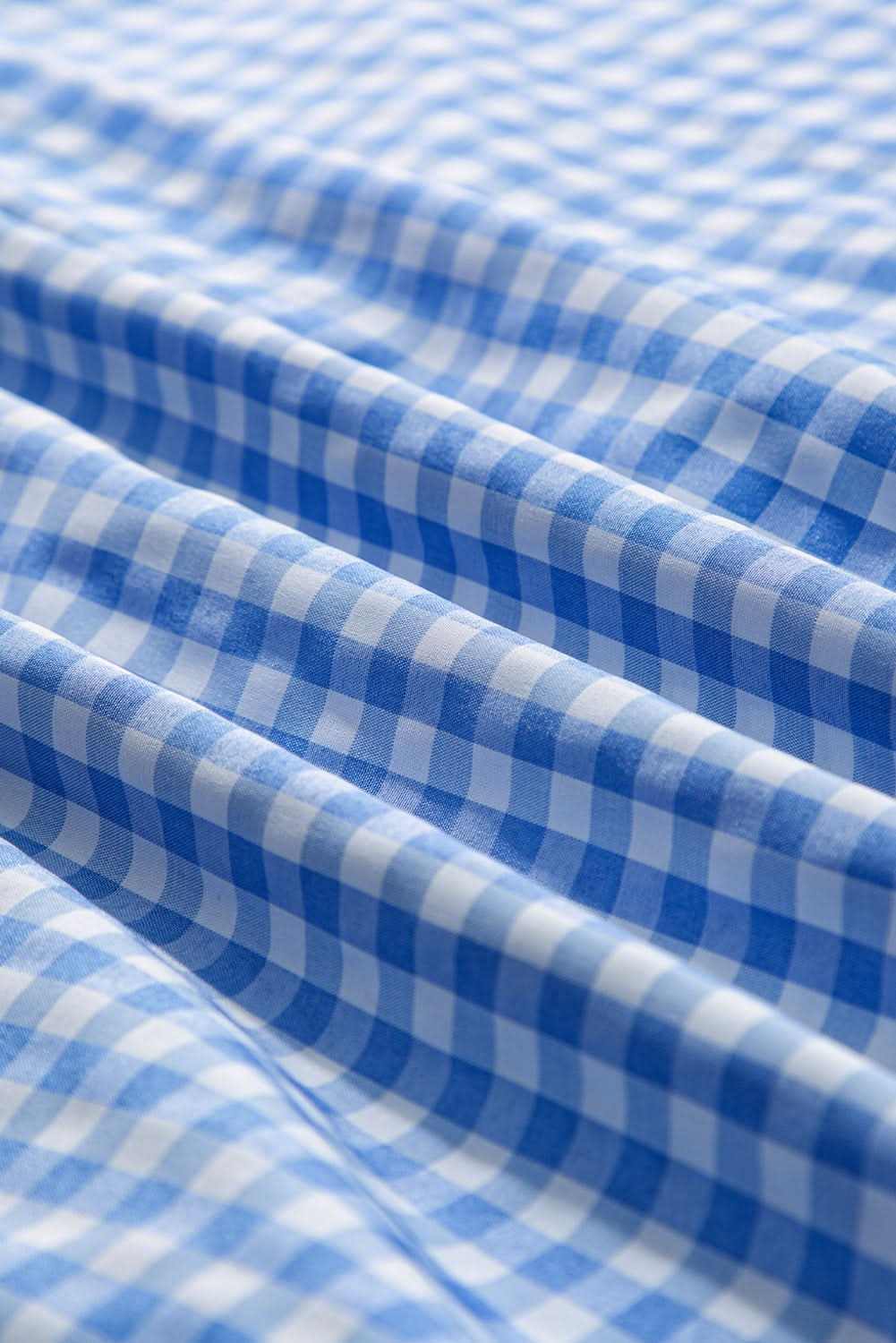 Sky blue plaid button-up shirt - Love Salve 