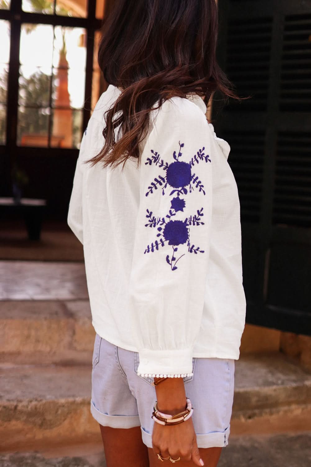 Embroidered white floral shirt - Love Salve 