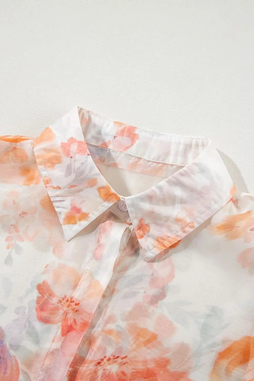 Floral balloon sleeve collared shirt - Love Salve 