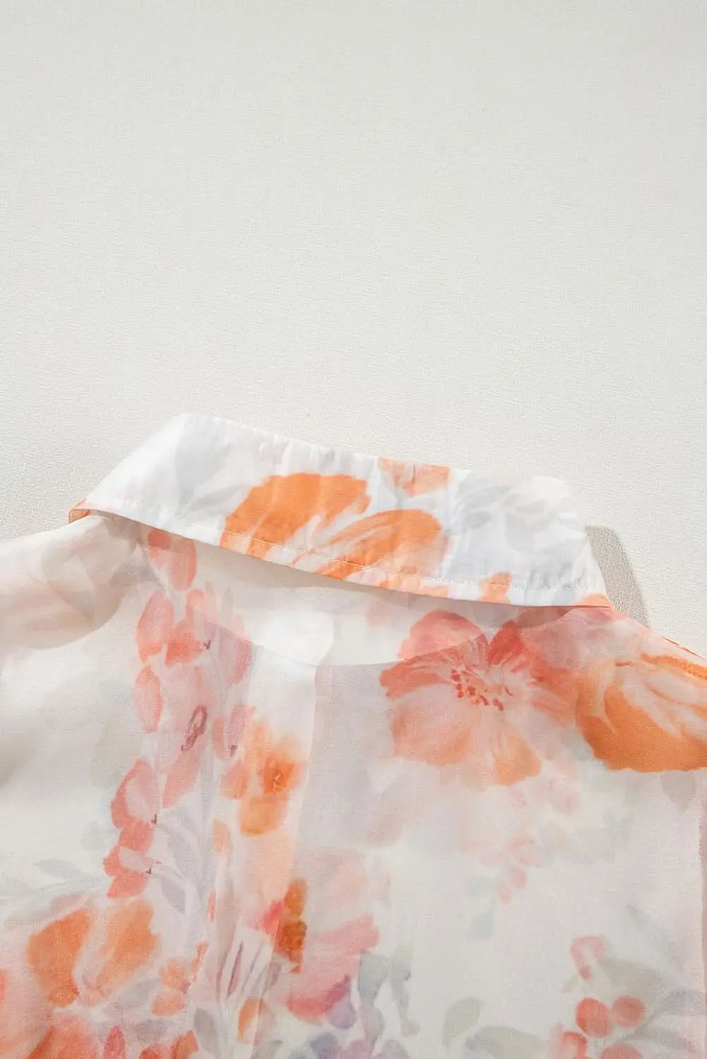 Floral balloon sleeve collared shirt - Love Salve 