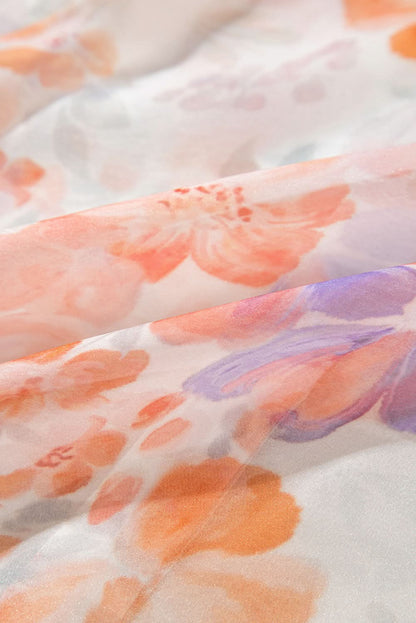 Floral balloon sleeve collared shirt - Love Salve 