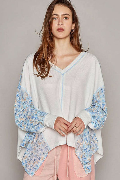 Chic white floral batwing blouse - Love Salve 