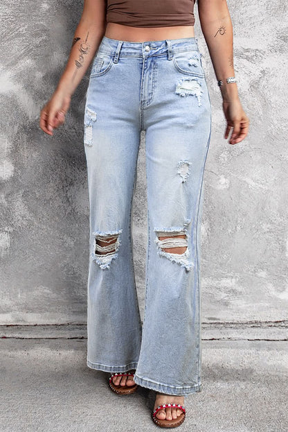 Beau Blue distressed flare jeans - Love Salve 