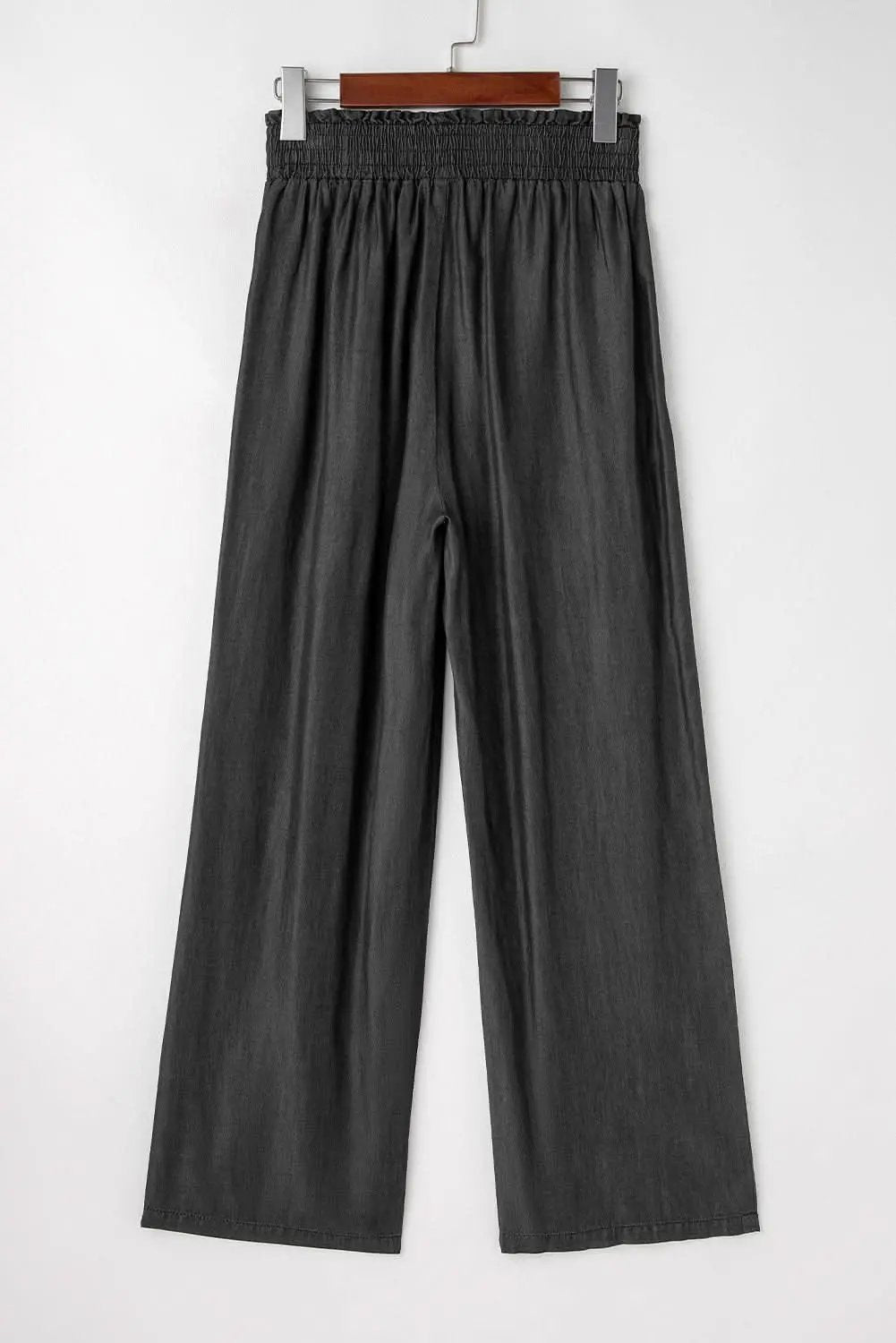 Chic black wide-leg jeans with frills - Love Salve 