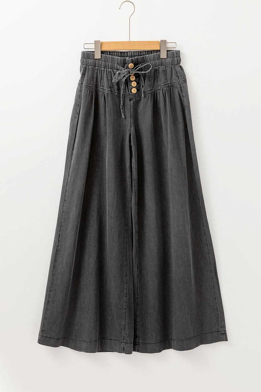 Trendy carbon grey wide leg jeans - Love Salve 