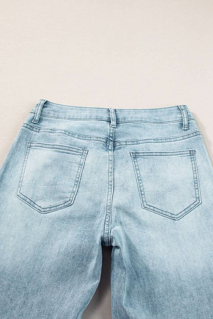 Dusk blue high-rise wide-leg jeans - Love Salve 