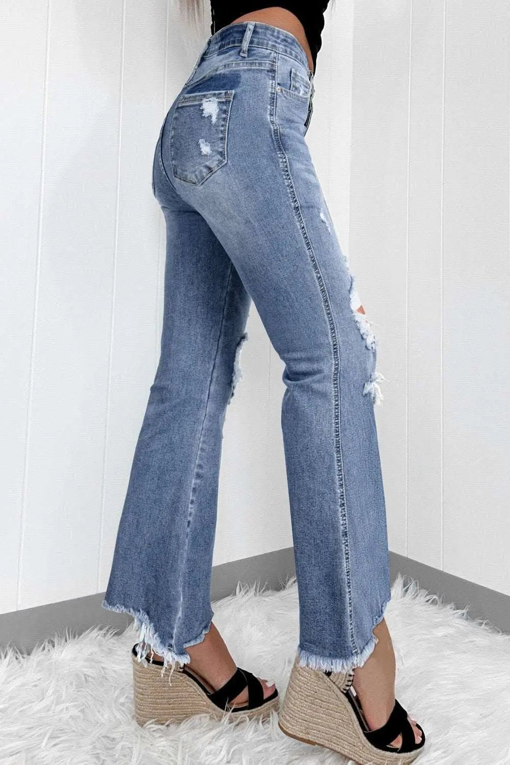 Dusk blue high-rise flared jeans - Love Salve 