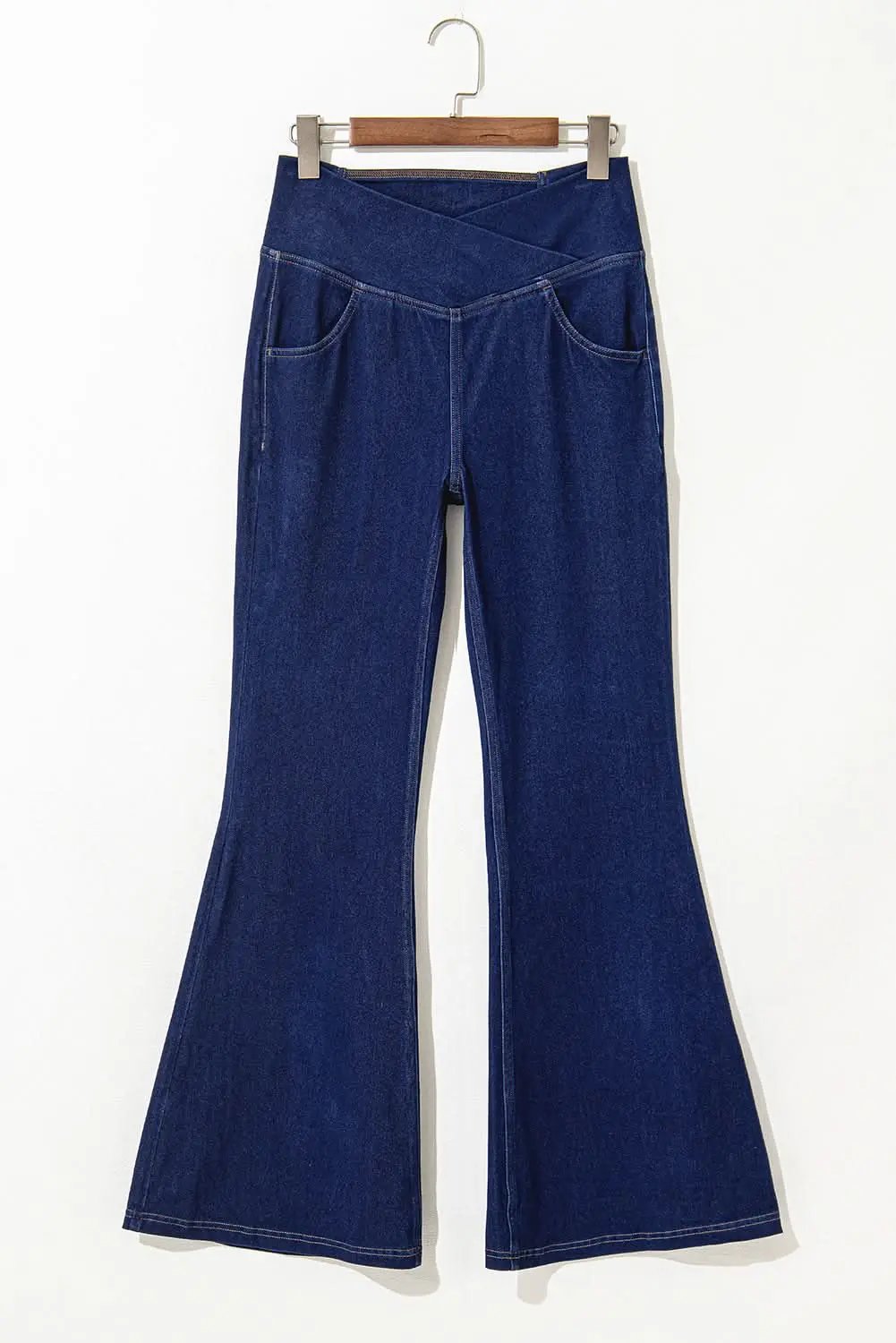 Dusk blue flare jeans with crossed waist - Love Salve 