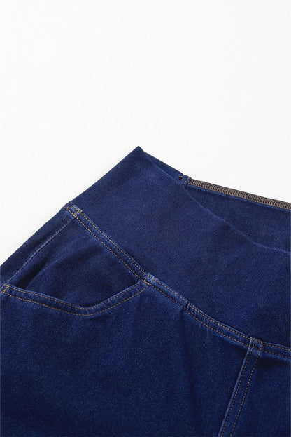 Dusk blue flare jeans with crossed waist - Love Salve 