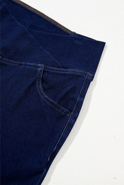 Dusk blue flare jeans with crossed waist - Love Salve 