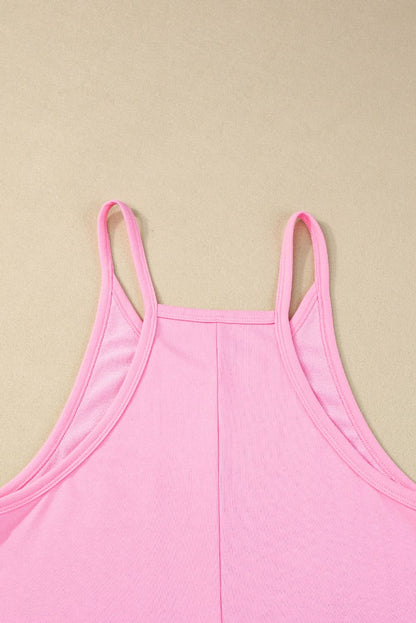 Pink Sleeveless Pocketed V Neck Jersey Romper - Love Salve 