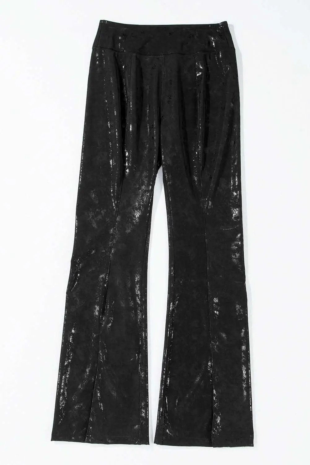 Trendy black high-waisted leggings with splits - Love Salve 