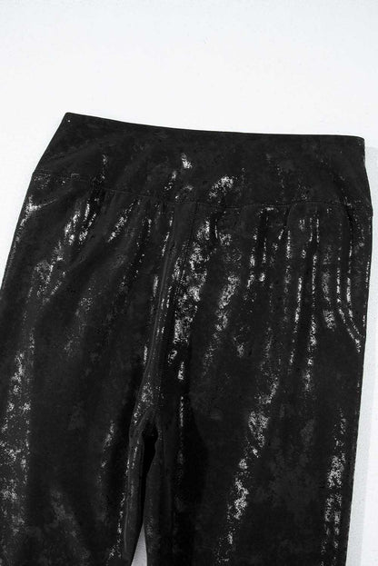 Trendy black high-waisted leggings with splits - Love Salve 