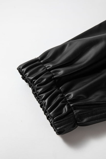 Chic black faux leather joggers - Love Salve 