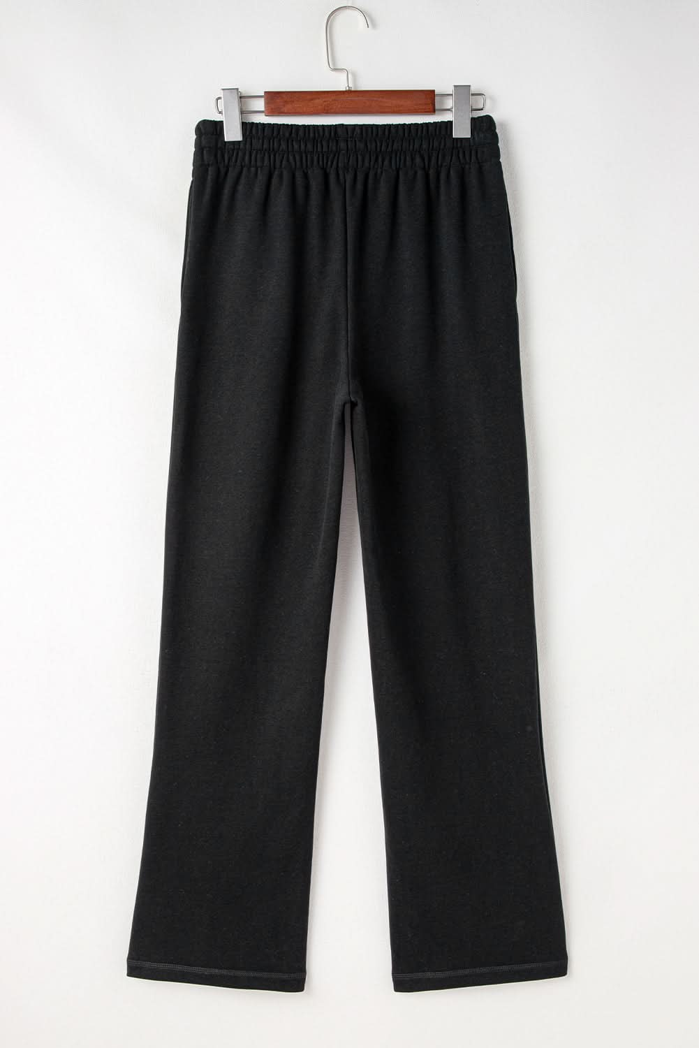 Cozy black fleece pants with drawstring - Love Salve 