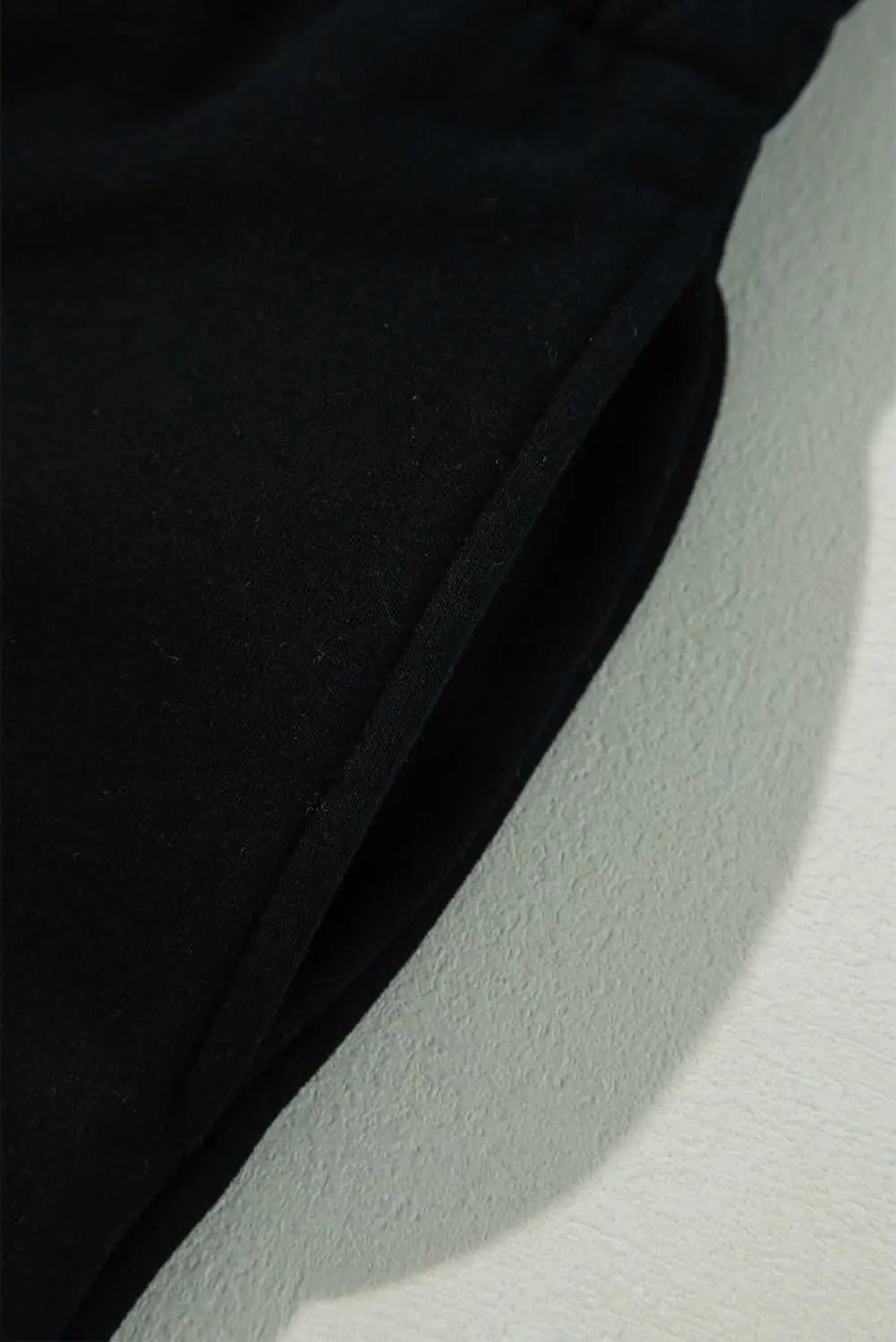 Cozy black fleece pants with drawstring - Love Salve 