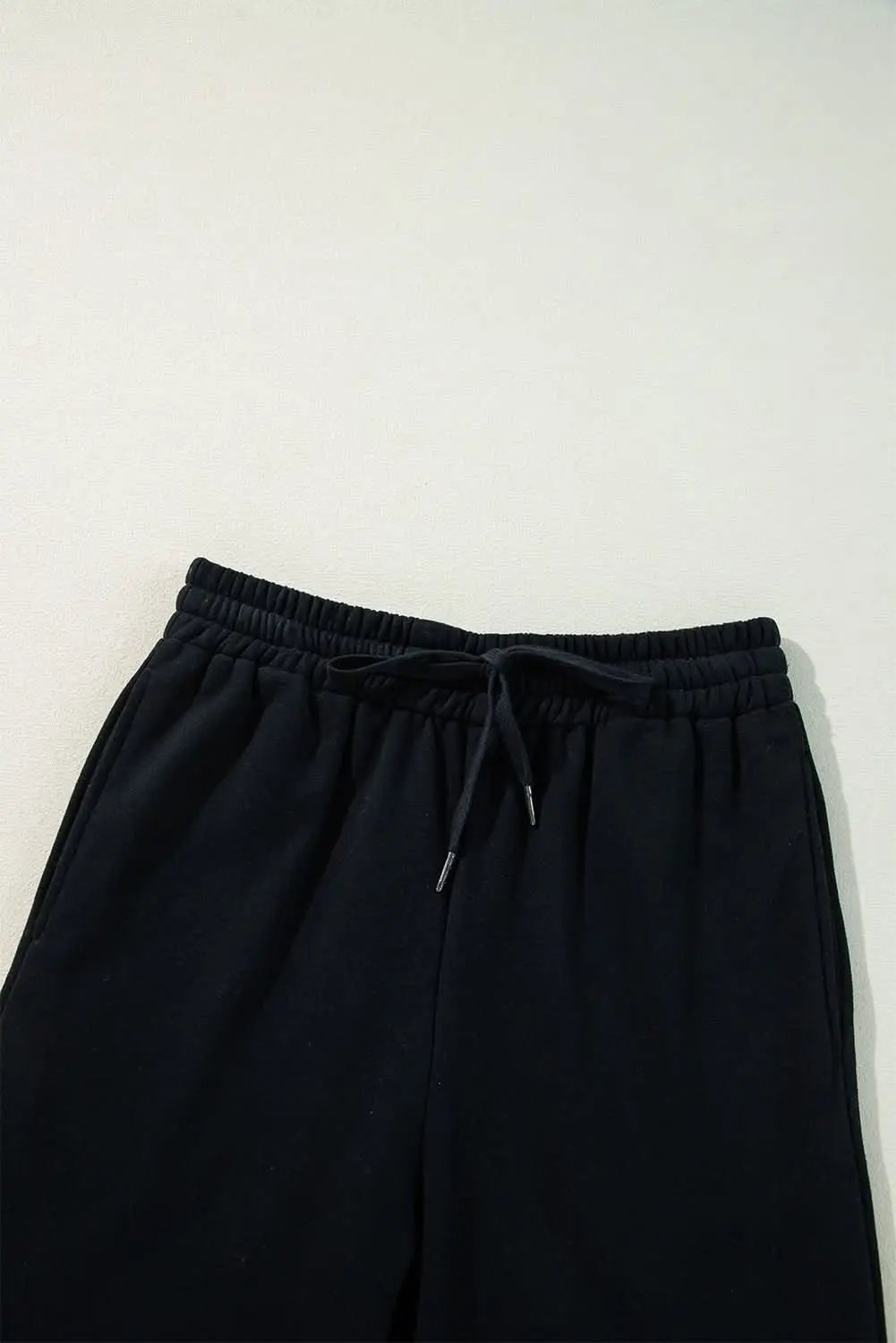 Cozy black fleece pants with drawstring - Love Salve 
