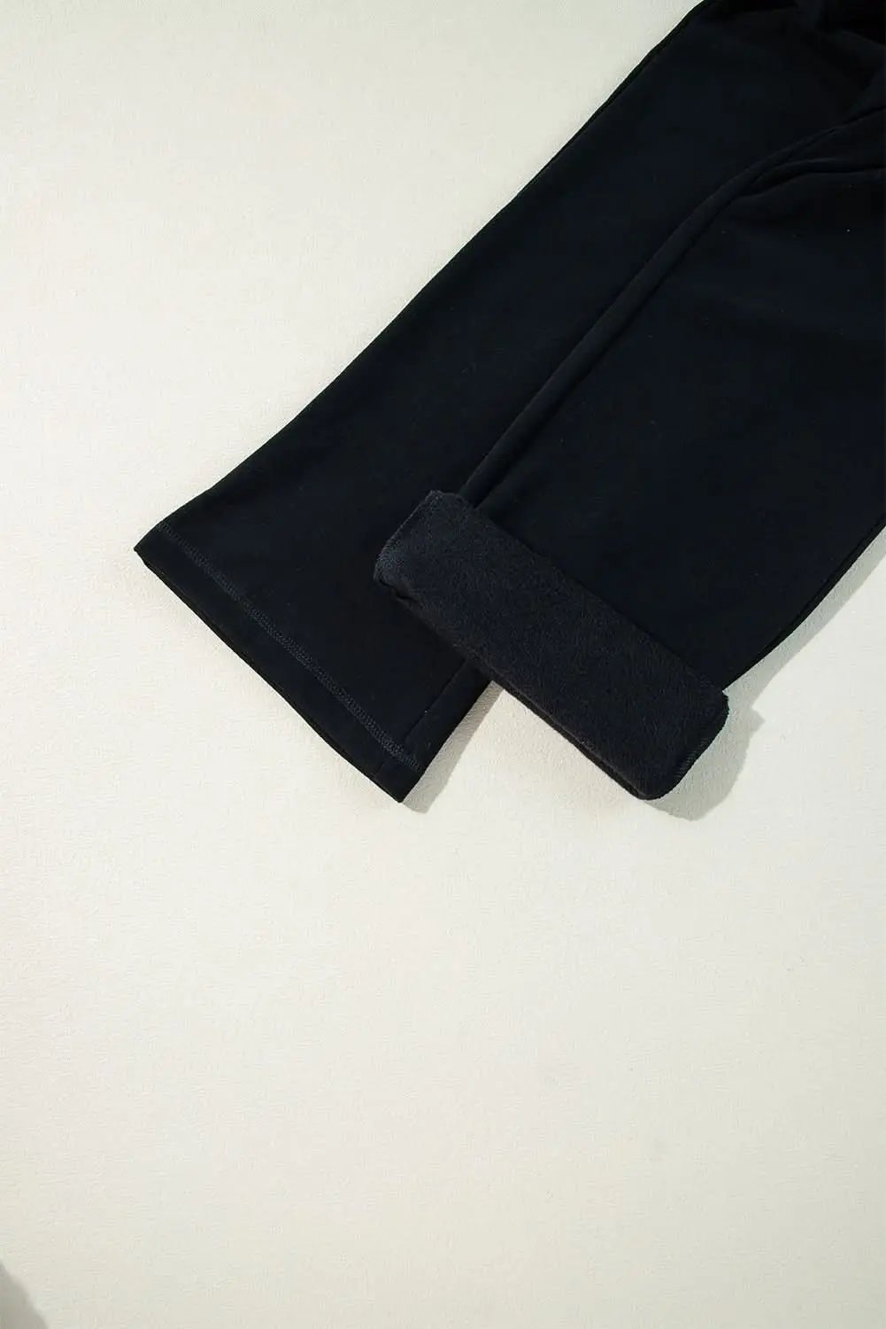 Cozy black fleece pants with drawstring - Love Salve 