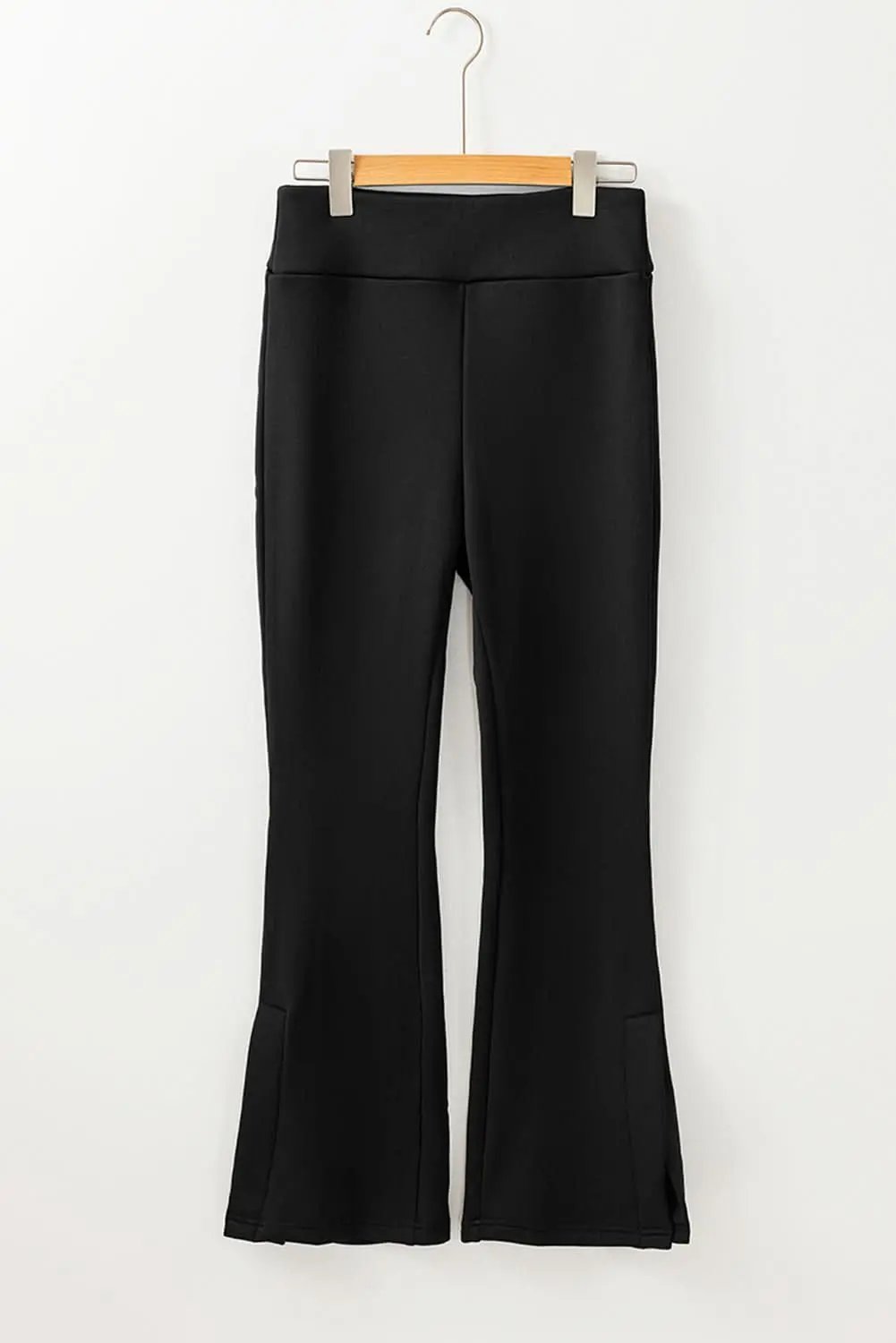 Cozy black thermal flare pants - Love Salve 