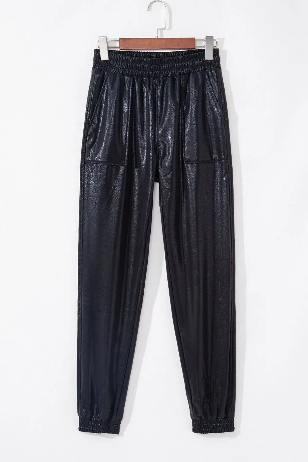 Trendy high-waisted black joggers - Love Salve 