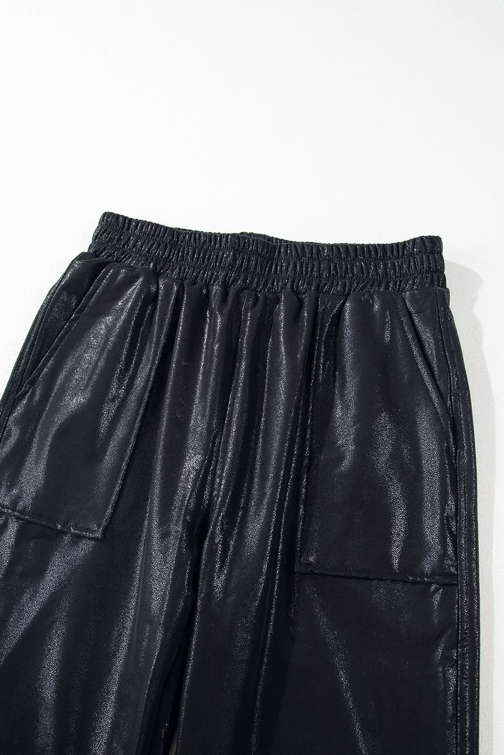 Trendy high-waisted black joggers - Love Salve 