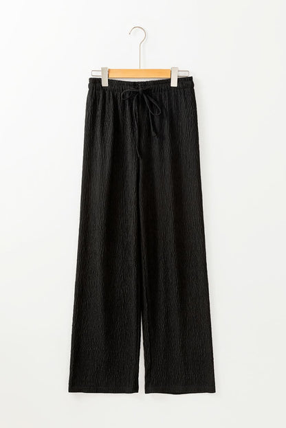 Chic black textured lounge pants 