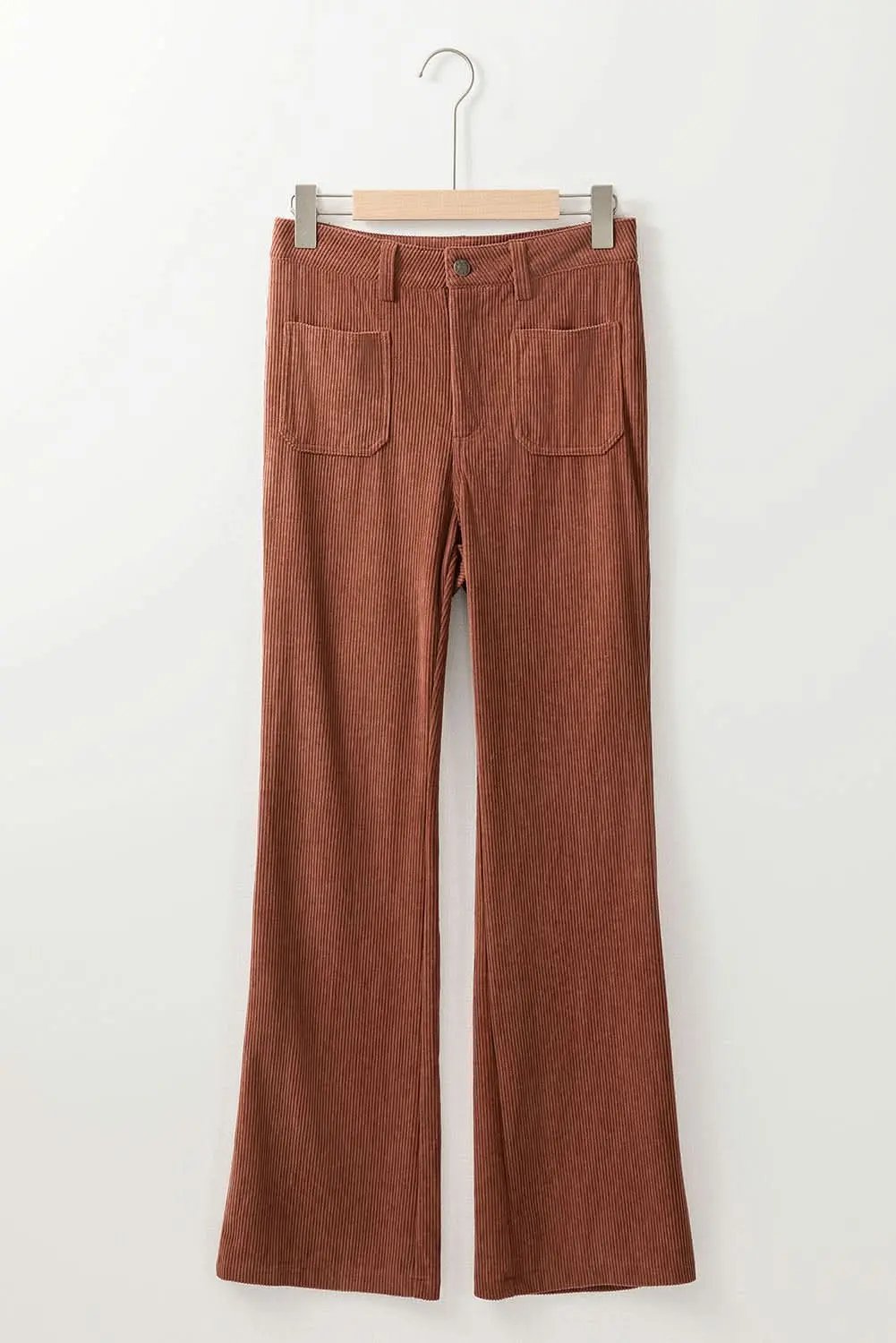 Chic brown high-waisted corduroy pants - Love Salve 