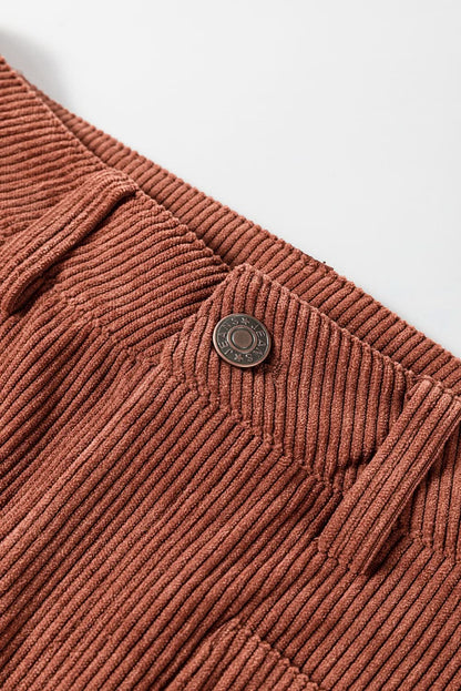 Chic brown high-waisted corduroy pants - Love Salve 
