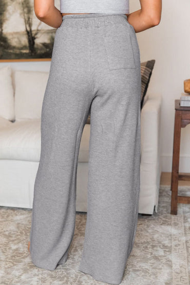 Cozy high-waist wide-leg gray pants - Love Salve 