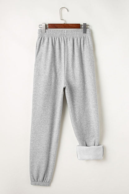 Light grey fleece-lined joggers - Love Salve 