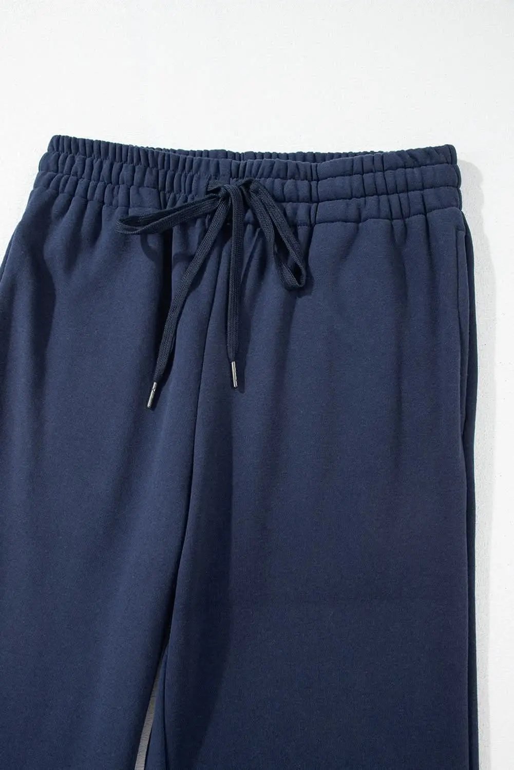 Navy blue fleece pants with drawstring - Love Salve 