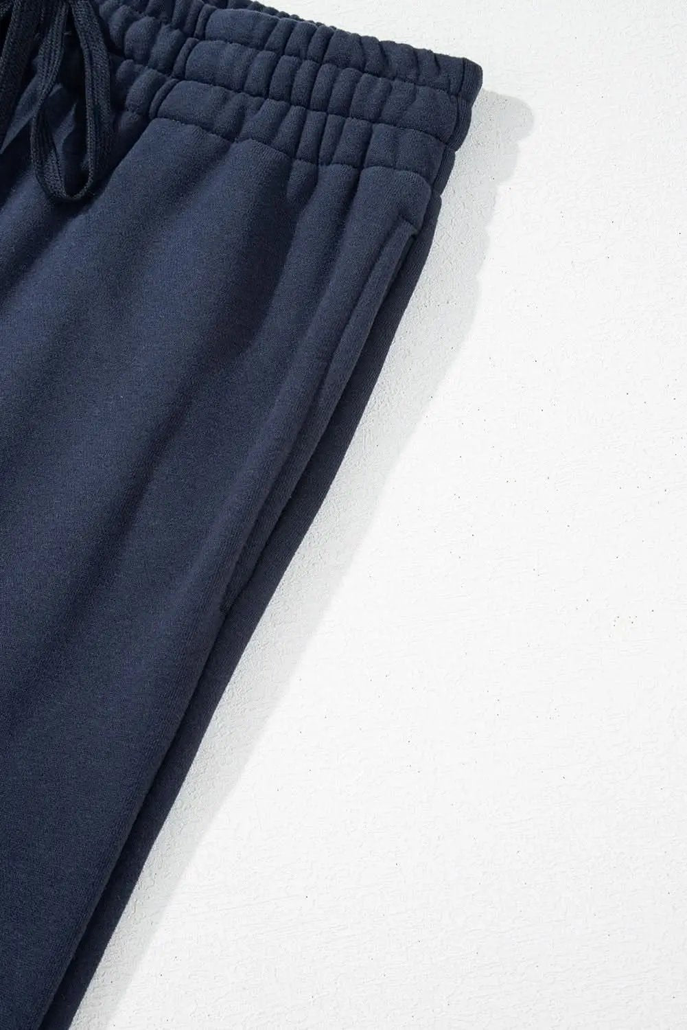 Navy blue fleece pants with drawstring - Love Salve 