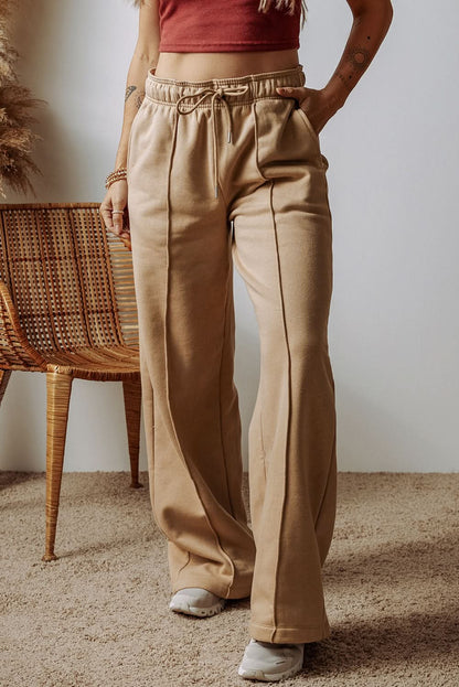 Trendy smoke gray wide leg pants - Love Salve 