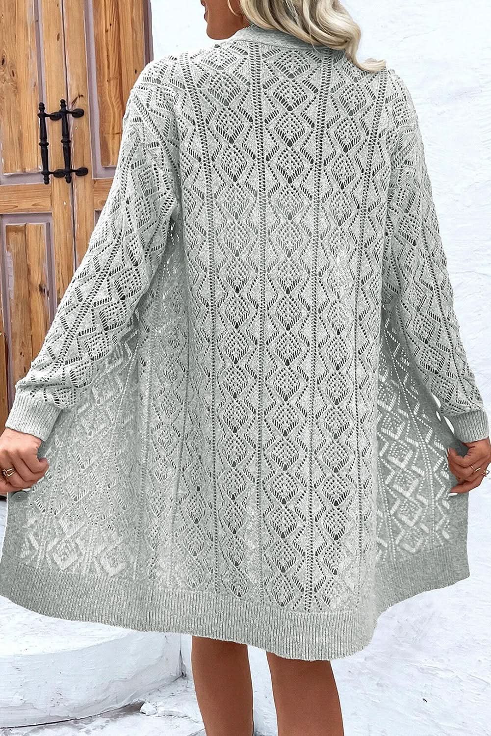 Chic gray long cardigan with buttons - Love Salve 