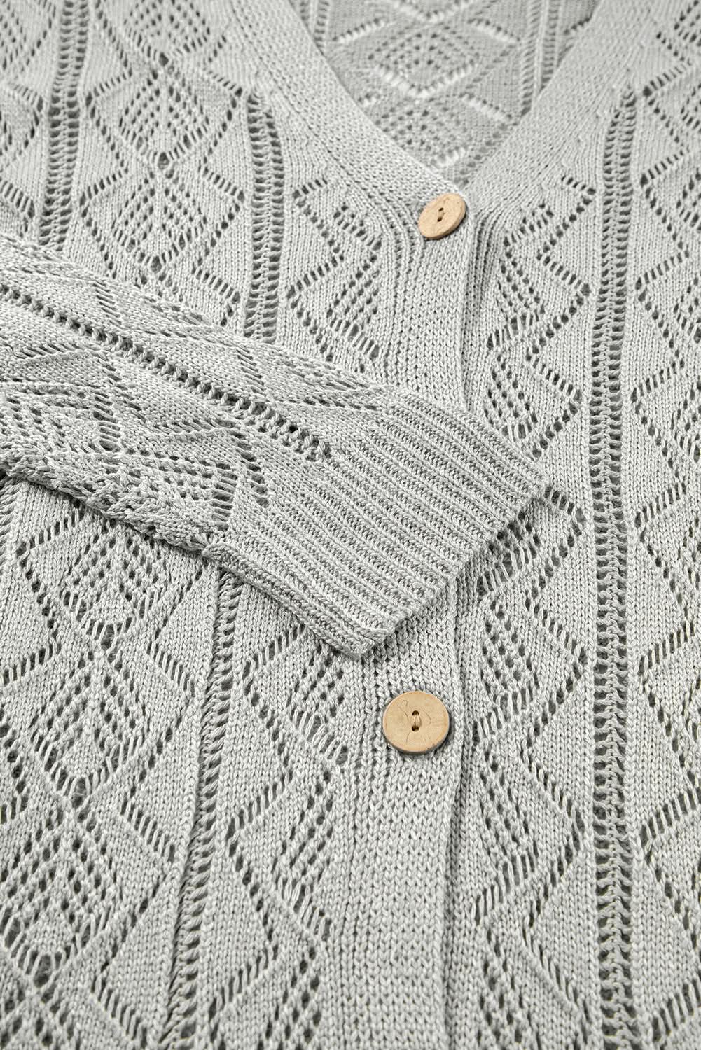 Chic gray long cardigan with buttons - Love Salve 