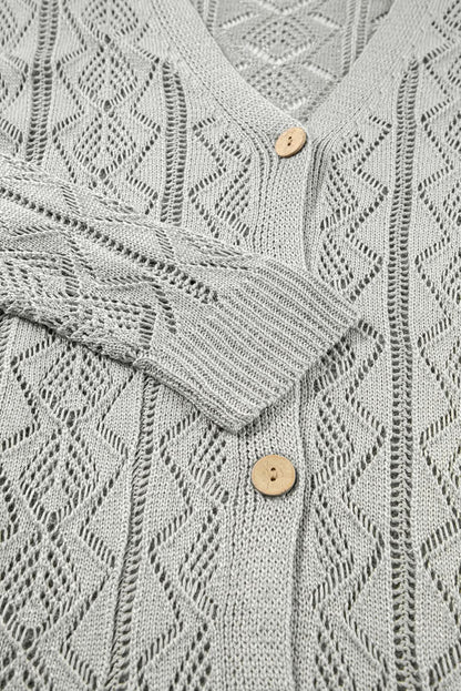 Chic gray long cardigan with buttons - Love Salve 