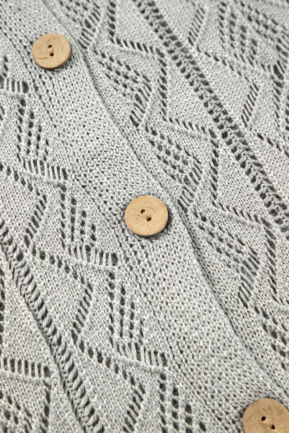 Chic gray long cardigan with buttons - Love Salve 