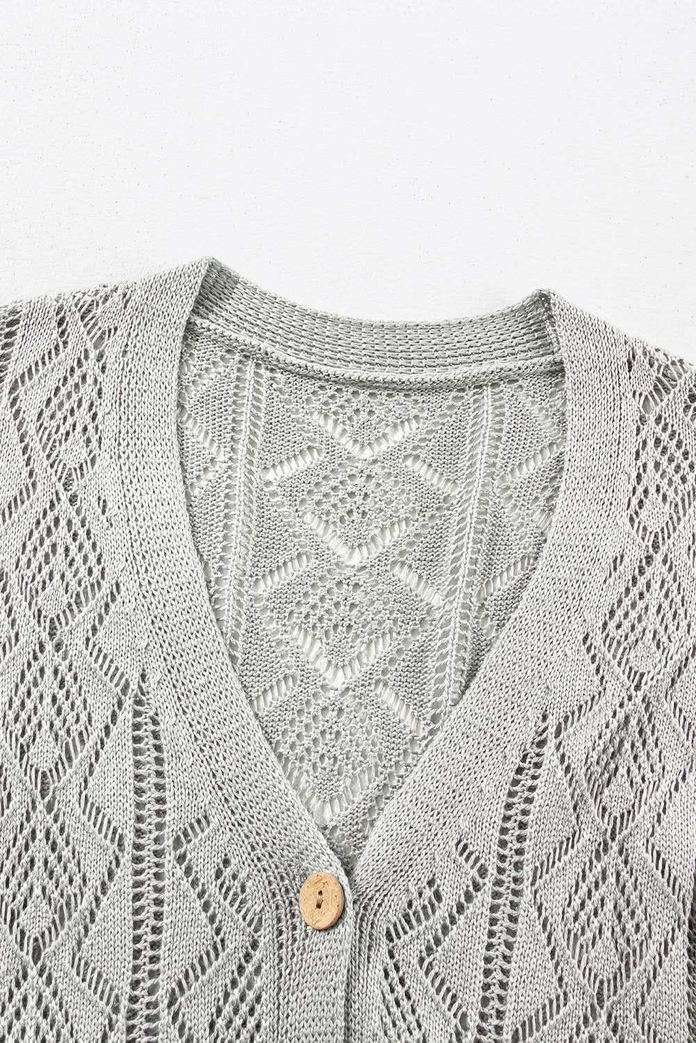 Chic gray long cardigan with buttons - Love Salve 