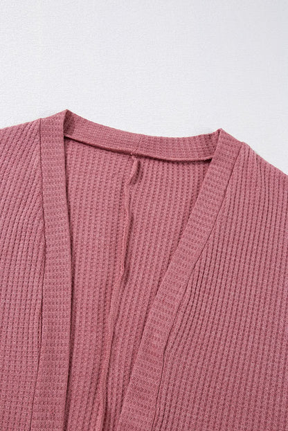 Mineral red waffle knit cardigan - Love Salve 